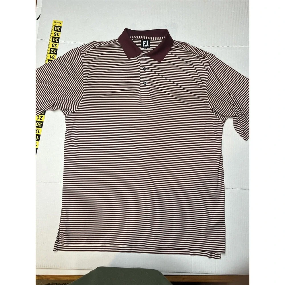 Footjoy Golf Polo Shirt Men's Large Richland  Embroidered Sleeve Striped - Picture 6 of 16